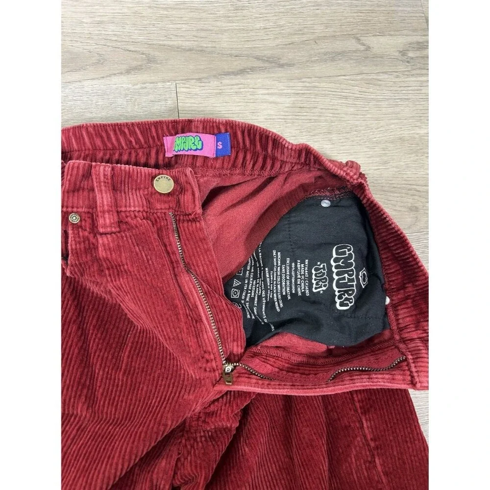 Empyre Y2K Red Corduroy Baggy Straight Cotton Skater Jeans Size S